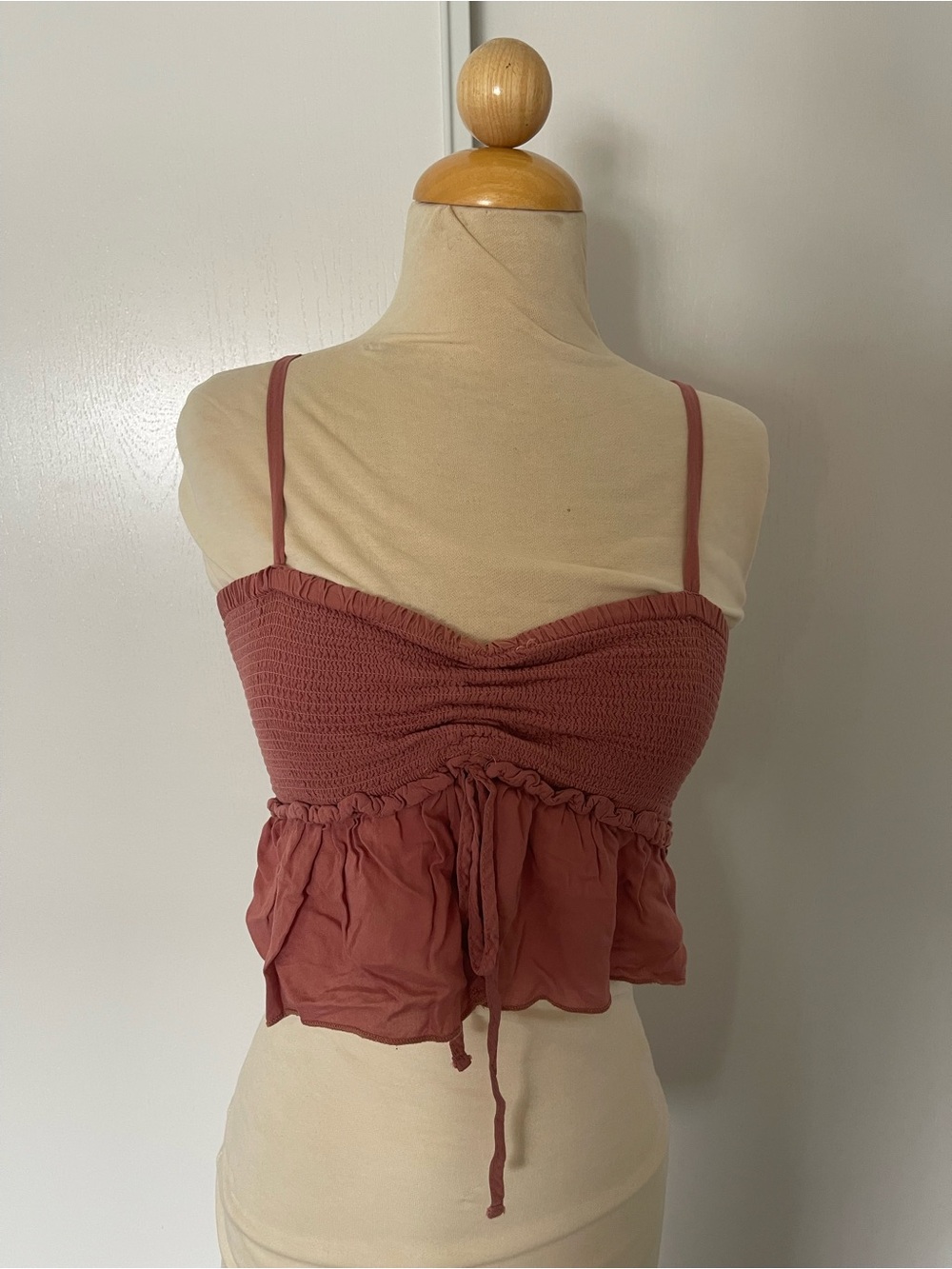 La Hearts Smocked Peplum Cami in Rose Mauve